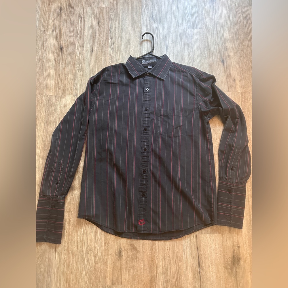 Casual Black and Red Button Down Shirt